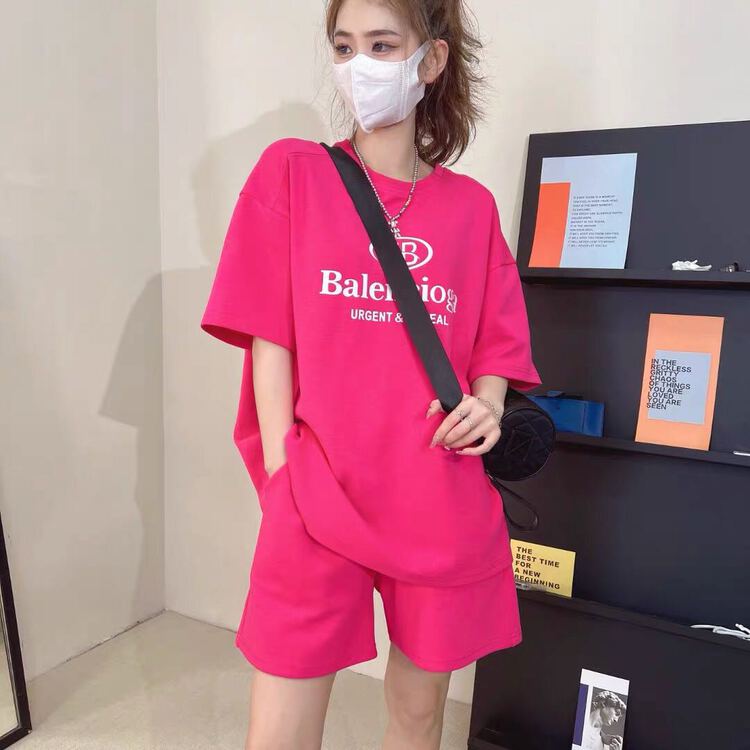 [Ziyi family] personalized letter short sleeve T-shirt + versatile casual shorts two piece suit ys2-920\wtt