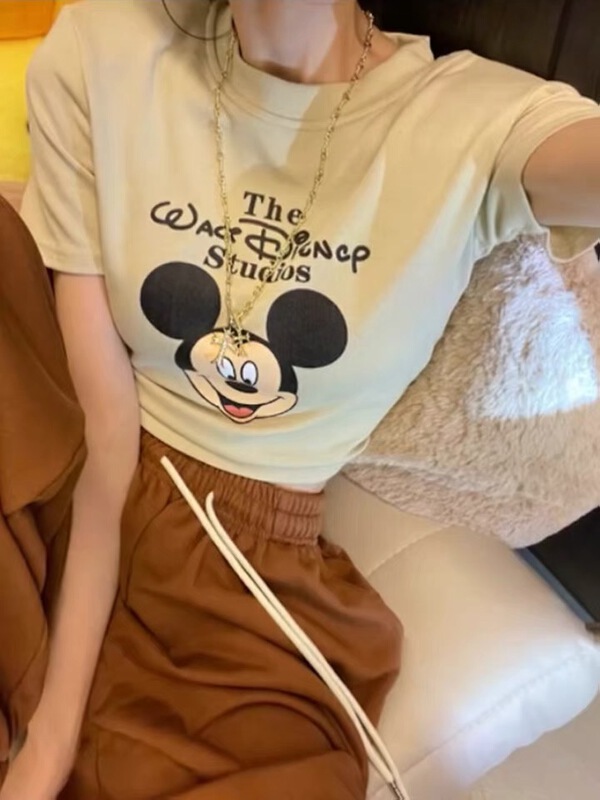 [w+] Mickey print Pullover short sleeve T-shirt 5032\wtt