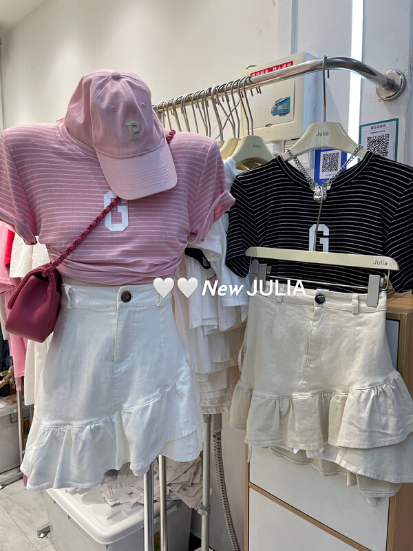 [Julia] casual drawstring stripe short sleeve T-shirt ys1-989\pcz