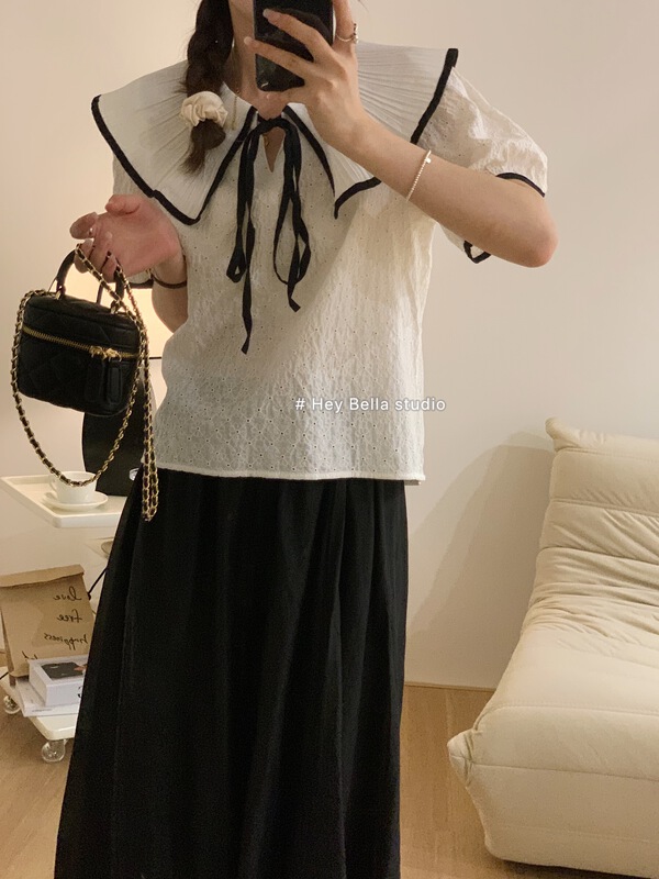 Original price 55.27! [hey Bella] color blocking fashion classic shirt f355\ll