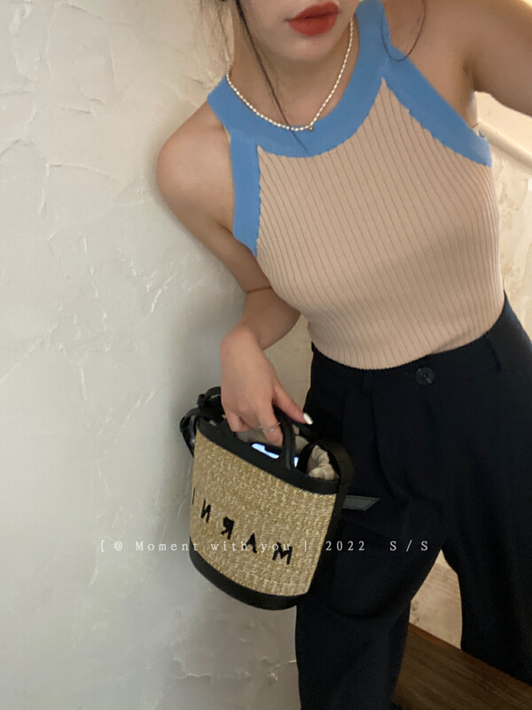 [event with you] Korean color contrast pure desire Wind Vest / sling 2m093\lsw