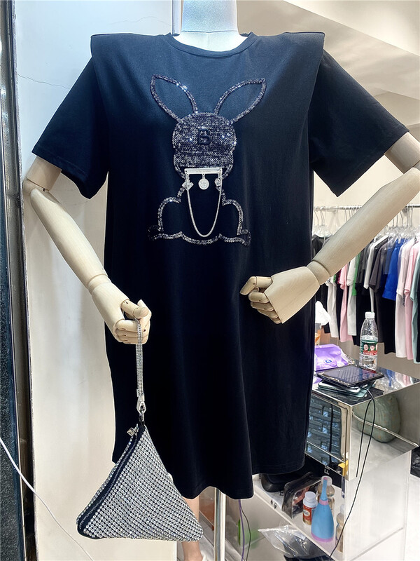 [NN] Korean hot drill rabbit medium long short sleeve T-shirt 7558\xyy