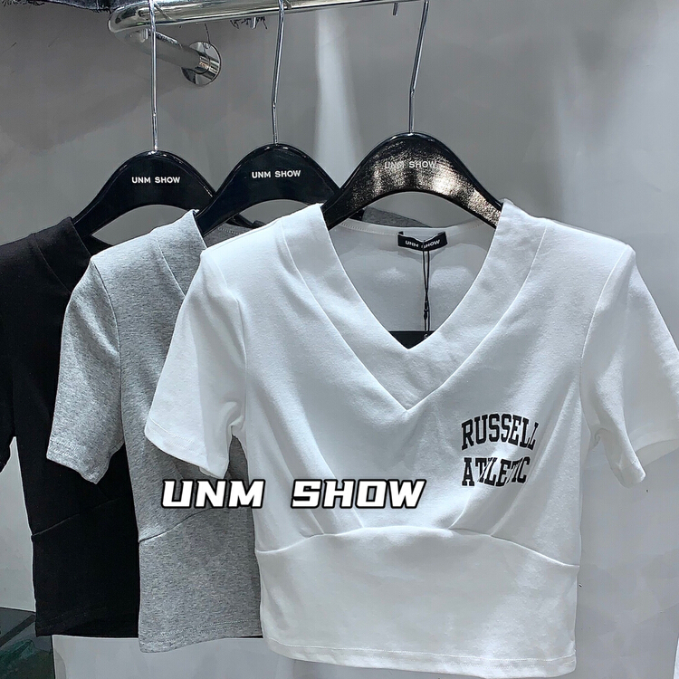 [unm-show] fashion letter printed short sleeve T-shirt 6253\wtt
