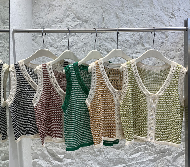 [jeans] V-neck color blocking fashion vest e235\lsw