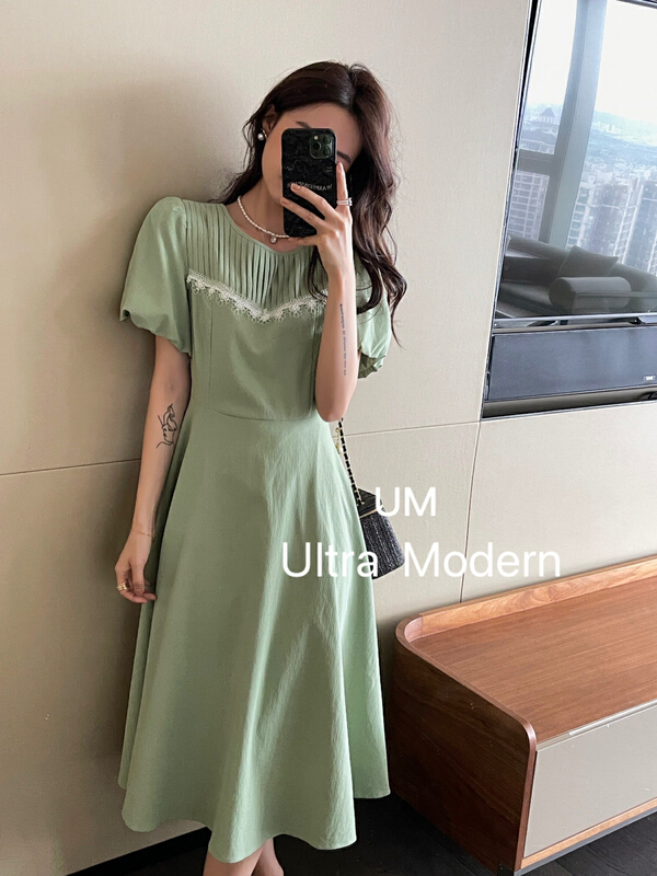 [um micron] elegant bubble sleeve dress 88321\hjy