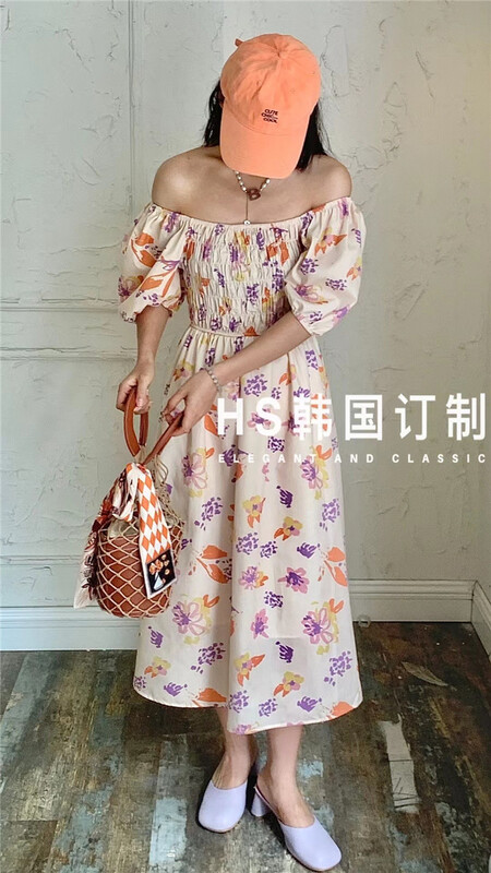 [HS customized in Korea] Korean Ladies' floral bubble sleeve dress ys1-9890\hjy