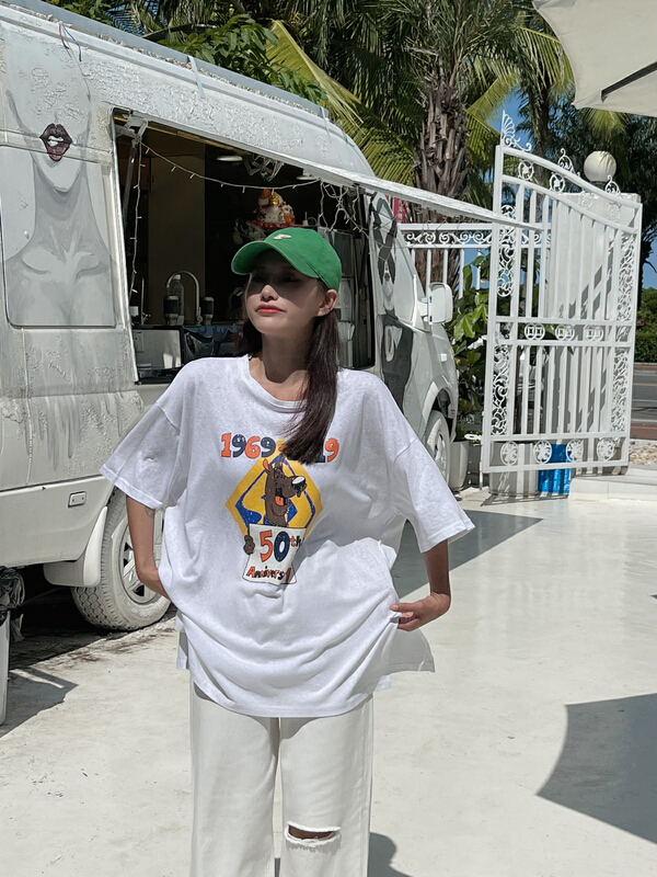 [misu misu] street style casual loose split short sleeve T-shirt 6625\ll