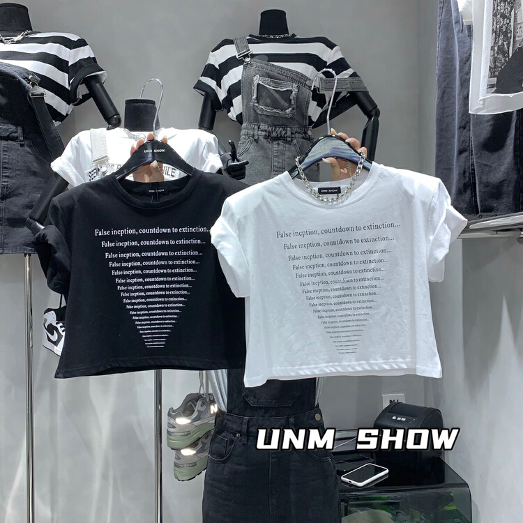 [unm-show] casual simple letter printed short sleeve T-shirt 6250\wtt