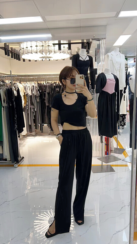 [semi vegetarian] simple Korean shirt + elastic waist casual pants set s038\zjy