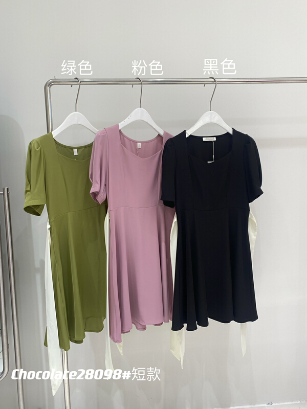 [chocolate] simple slim dress with waist closed 28098\ll