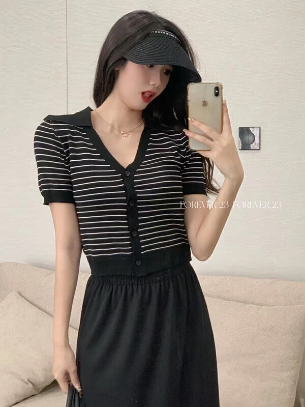 [forever23] stripe versatile casual T-shirt a1098\hjy
