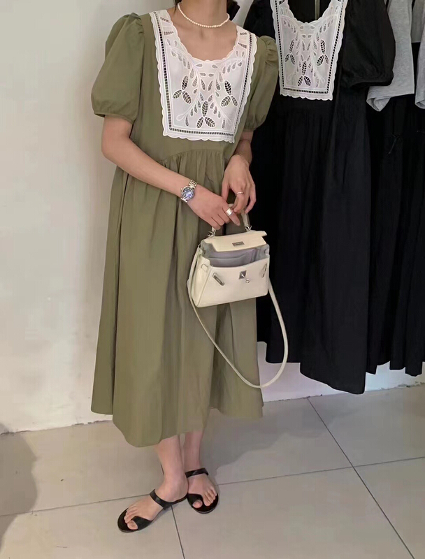[Xiaolu family] bubble sleeve loose and versatile dress 80623\t