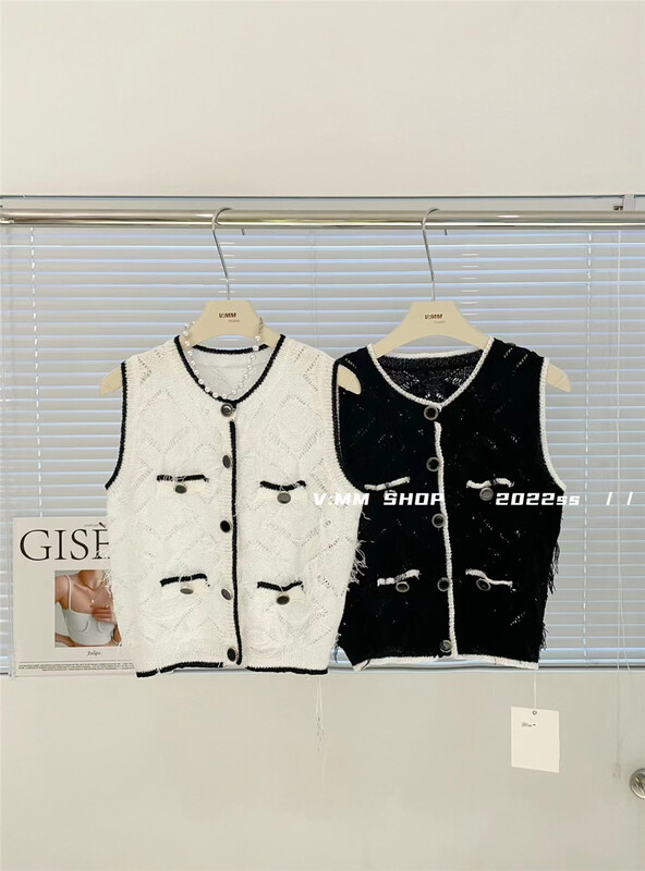 [v:mm] Japanese versatile cut-out color contrast edge vest 88100\cls