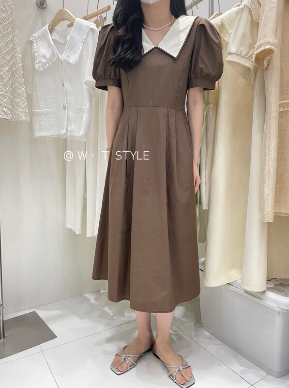 [wt] Korean version waist closing baby collar dress 9052\hbx
