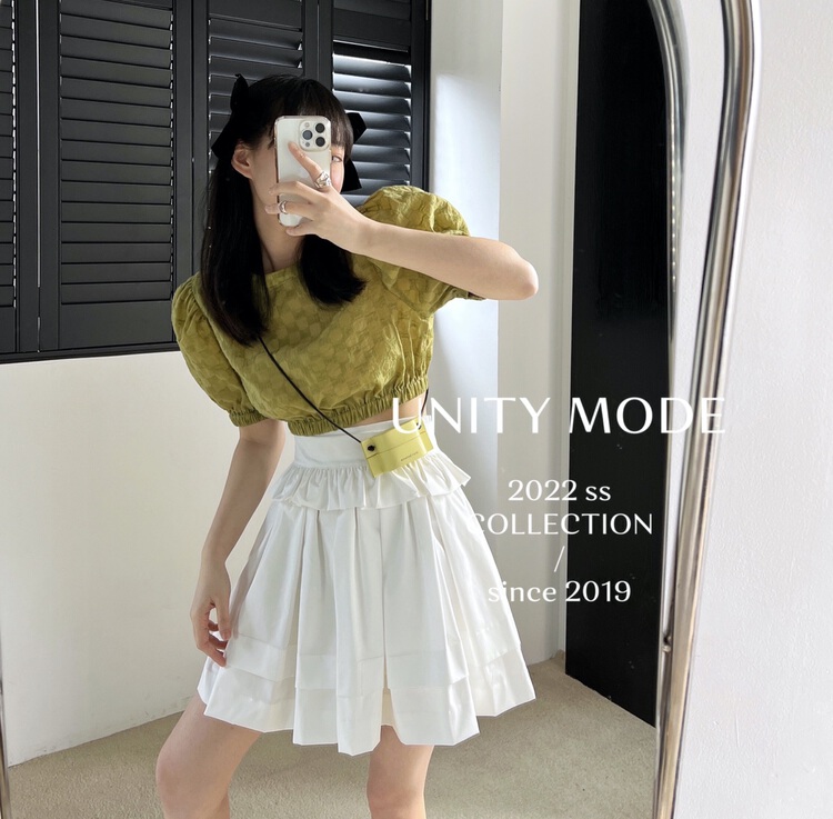 [unit] small A-shaped thin cake skirt (with waist rope) 6502\cqw
