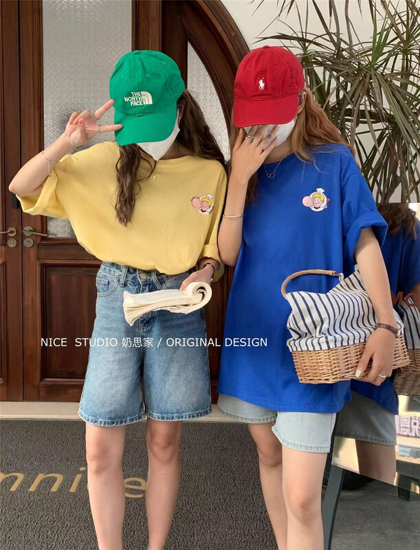 [naisijia] front and back cartoon printed loose short sleeve T-shirt ys1-0785\zjy