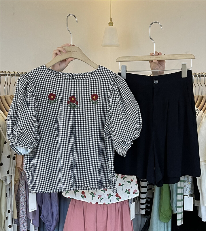 [seek peach] checkered fashion Korean small shirt (only selling small shirts) 5503\ll