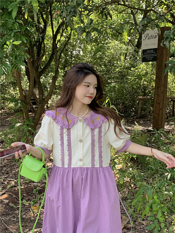[dolly] wood ear edge baby collar Mori Vintage Lace Dress 2122\pcz