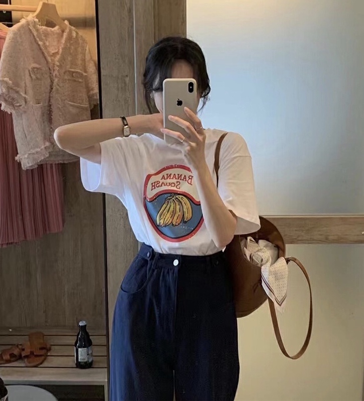 In early summer! [h2-studio] Korean loose pattern short sleeve T-shirt ys3-326\hbx
