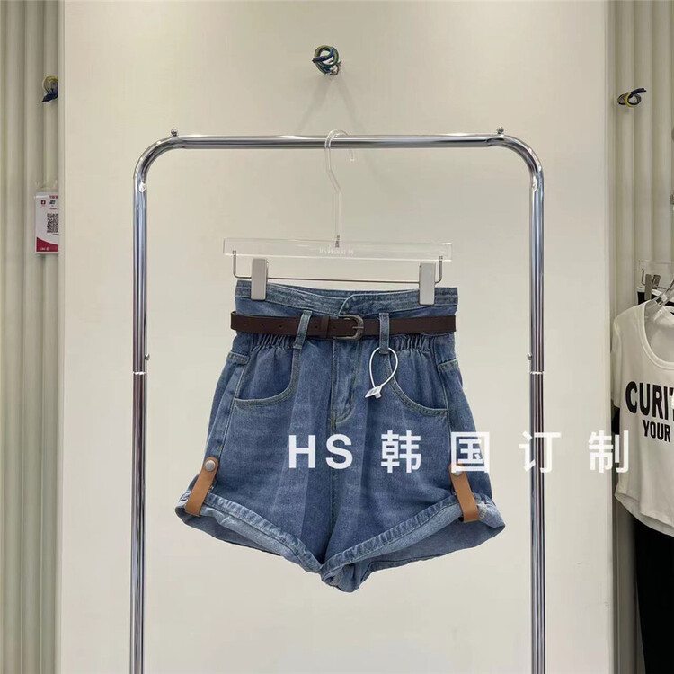 [HS customized in Korea] basic versatile comfortable loose hem denim shorts (with belt) 6182\hjy