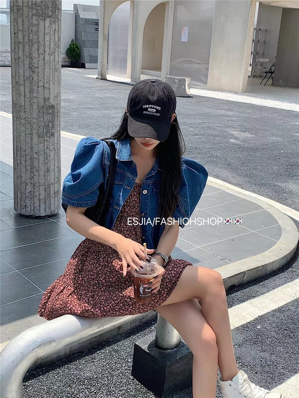 [E.S] Korean fashion trend short denim jacket (excluding dress) 2187\lsw
