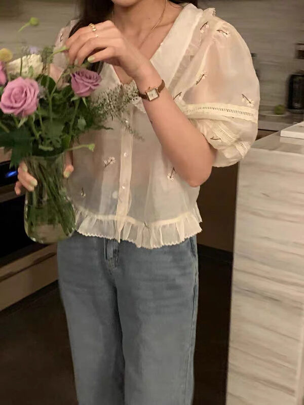 [tototellme] Korean version baby collar embroidered shirt (excluding matching) 25130\hbx