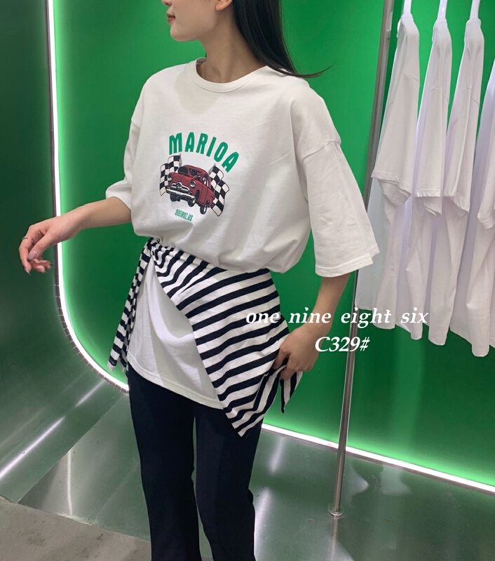 Casual [1986] simple and versatile round neck car short sleeve T-shirt c329\xyy