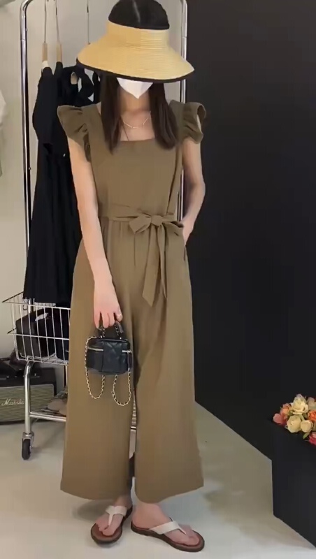 [jelly house jelly maker] Korean version High Waist Wide Leg versatile Jumpsuit 9016\hbx