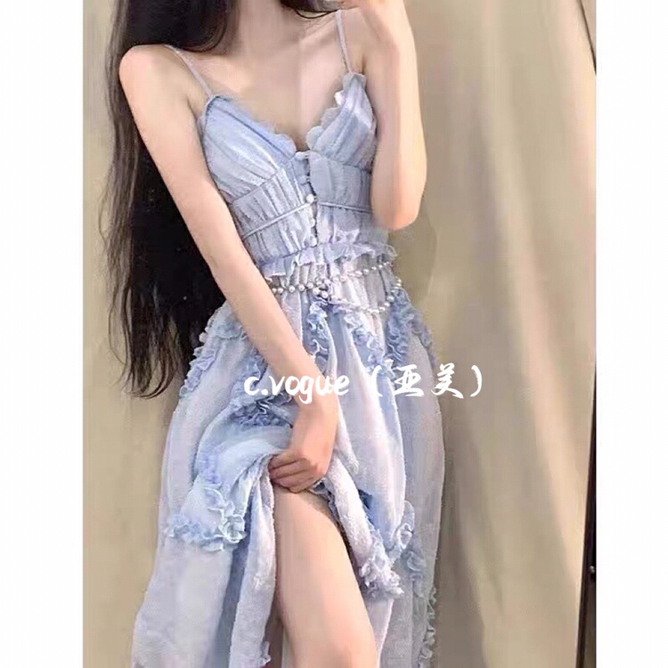 [c.vogue] fashion temperament sling backless dress 3830\pcz