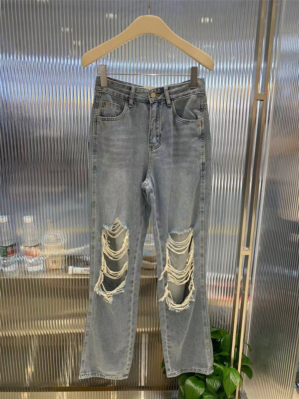 [o not 1] Korean loose casual jeans with holes t0315\lsw