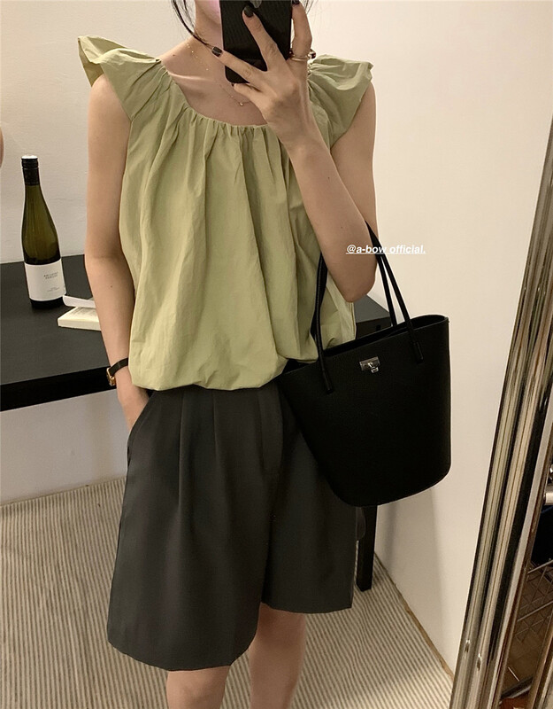[a-bow studio] simple solid color versatile shirt 15198\zjy