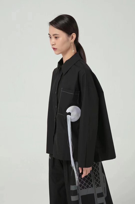 [size] Korean design embroidered tassel shirt 65628\lsw