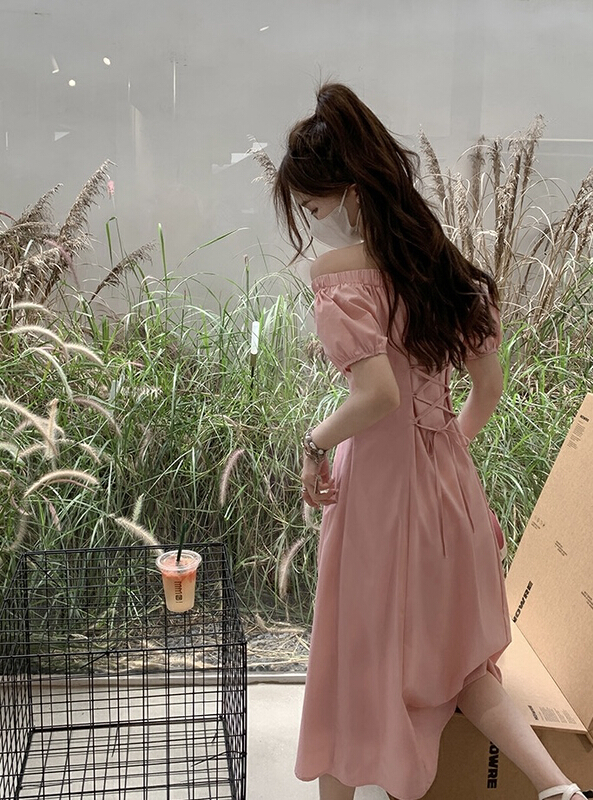 [y.jia EJA] off shoulder bandage dress dress dress 6111
