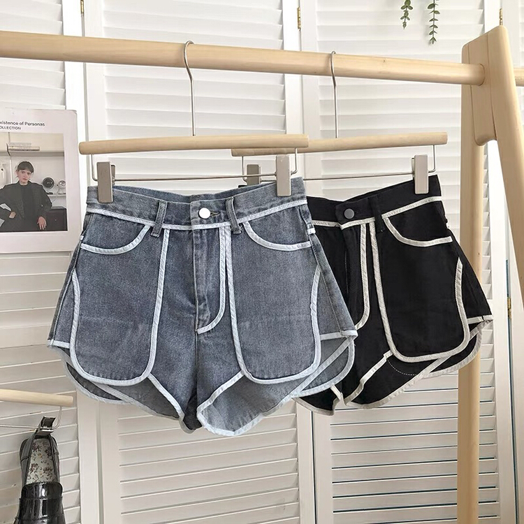 [Gangan] personalized color blocking and versatile denim shorts 2205\cl