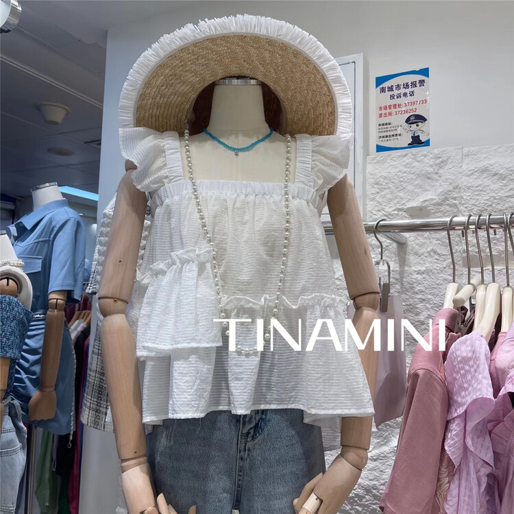 [tinamini] Han Shu small fly sleeve shirt m0237\hjy