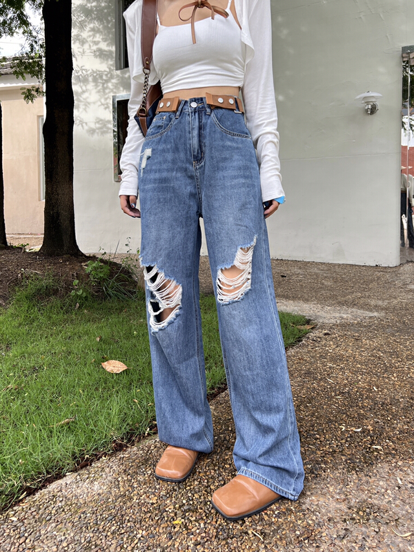 [mi&co Wu] Korean fashion jeans with holes c2580\hjy