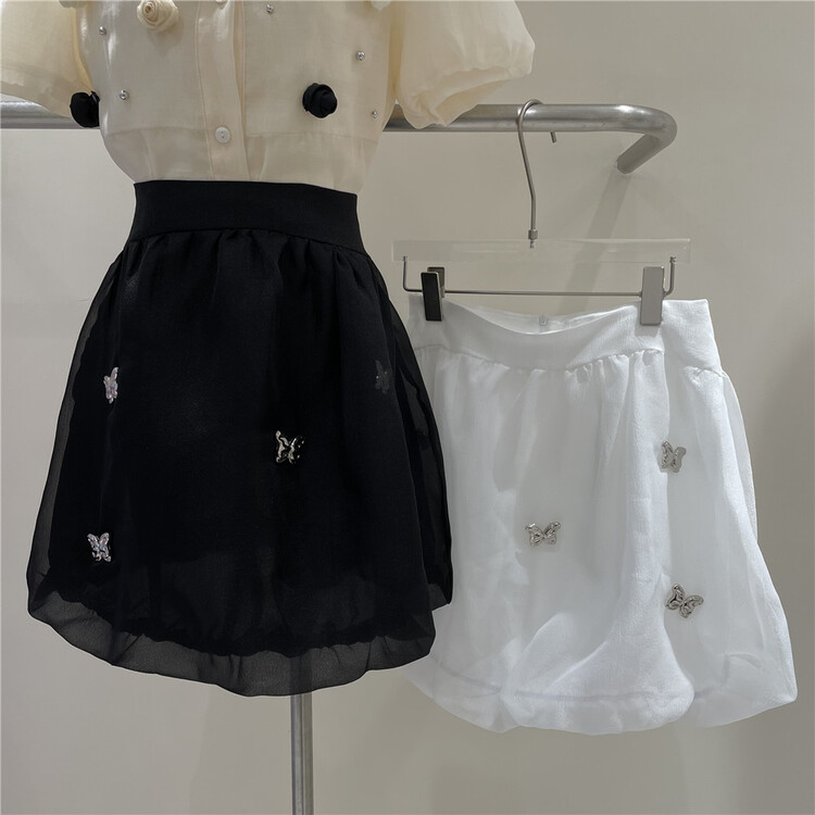 [yipinhan] French high waist thin butterfly Beaded Flower Bud skirt 9925\pcz