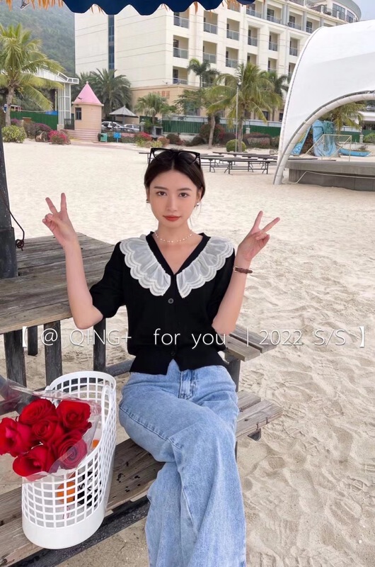 Original price 55.67! New year in early spring! [Qingqing family] Korean version lady Ruffle short sleeve shirt 5265\hjy