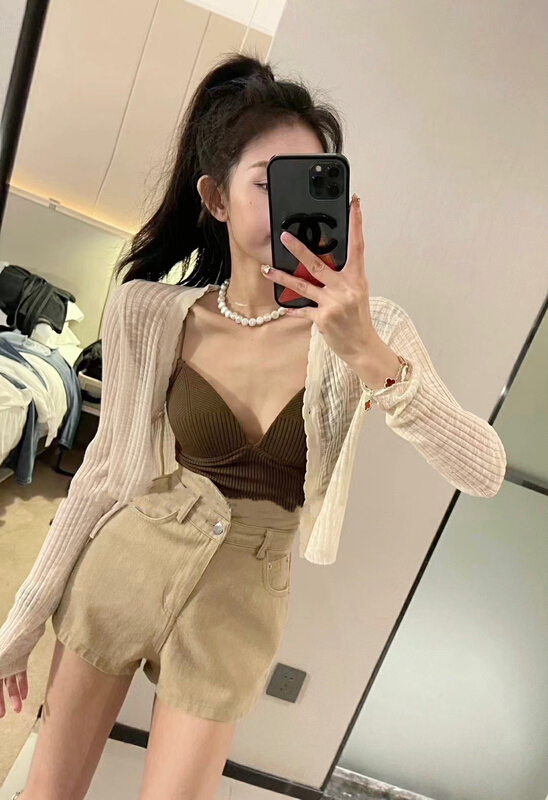 [y.jia EJA] knitted cardigan back Shorts Set 6151