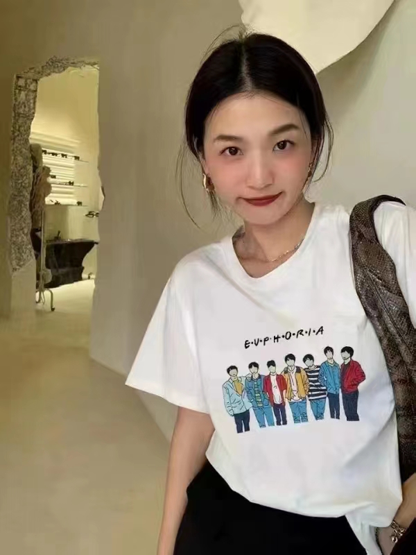 [Haoji Haoji] fashion printed loose short sleeve T-shirt 110a\wtt
