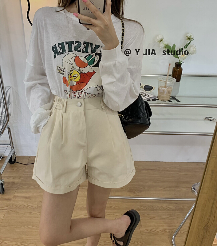 [y.jia EJA] long T-shirt waist short set 6126