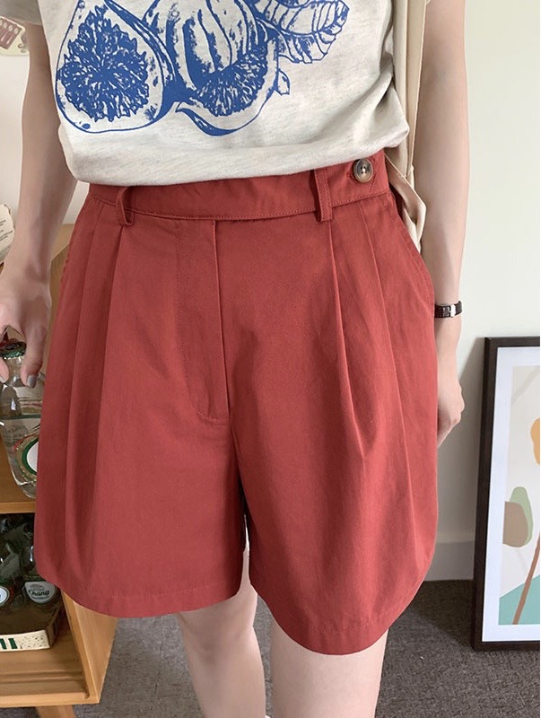 [miss sumey millet] high waist slim wide leg casual shorts a2402\hbx