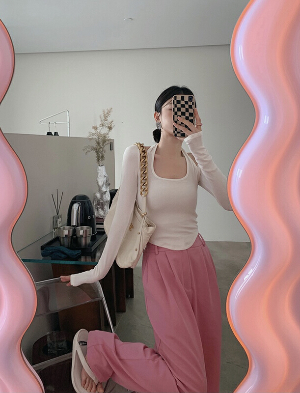 [savage] simple high waist loose straight casual pants e8392\wpl