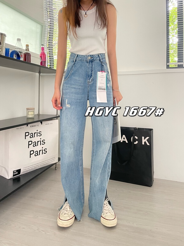 [x2d2] featured frayed split wide leg jeans 1667-3\l