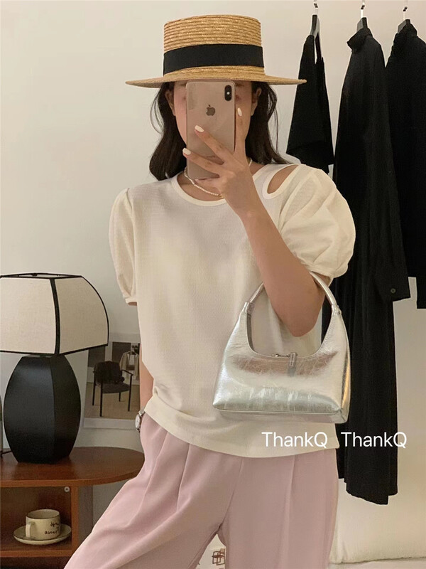 [thankq] design sense retro thin short sleeve T-shirt 6922\zjy