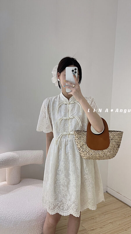 [Lina] Vintage Crochet Lace age reducing Fairy Dress 0186\hjy