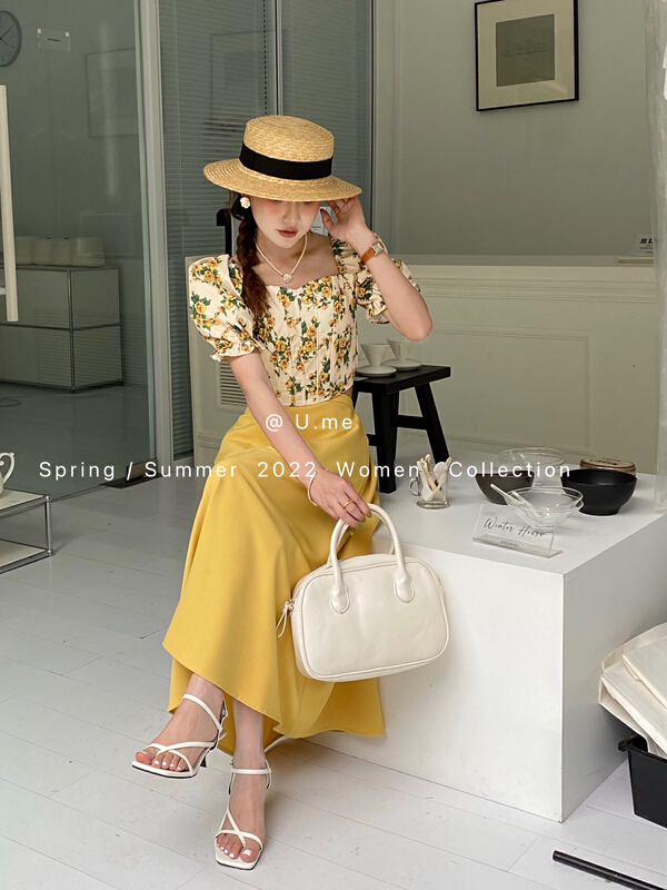In early summer! [u.me] elegant retro print short shirt 57918-1\hjy