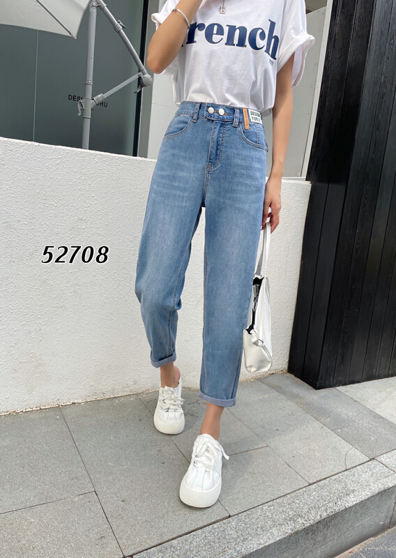 [okd] Korean versatile LABEL JEANS 52708\zxl