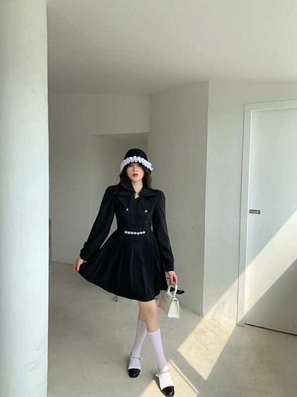 New year in early spring! [rich people] temperament design sense Lapel short dress 1017\pcz