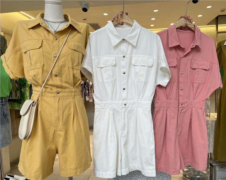[Boran Boran] shirt collar button up overalls shorts (only selling overalls) ys1-7290\lsw